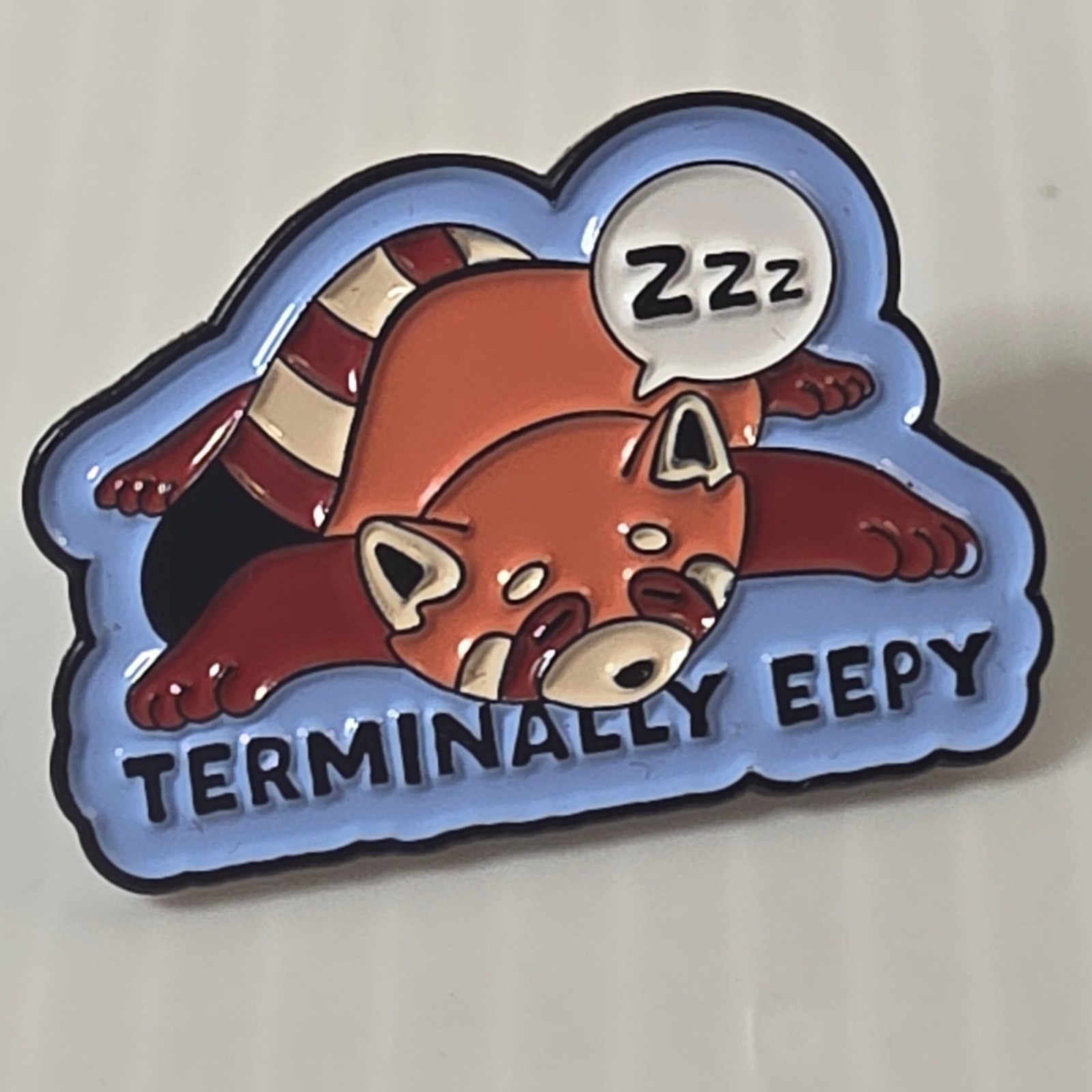 Unbranded Red Panda Enamel Pin Os Blue Excellent Terminally Eepy Accessory